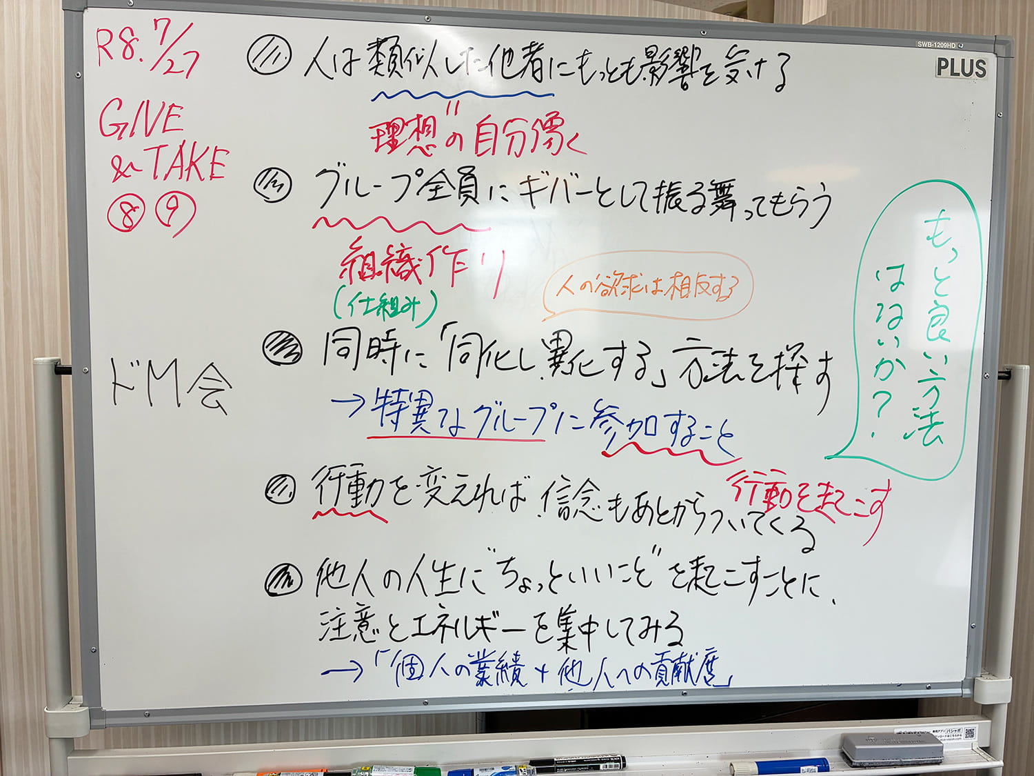 菊池税理士事務所の書籍研修時のホワイトボード
